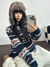 ノルディックスノーフラワーディアニット🦌❤💙🩶3COLOR