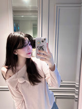 Loose Fit Corsage Knit Pink