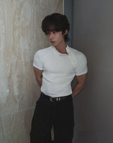 Slowy Button Muscle Fit Ribbed Short Sleeve T-shirt