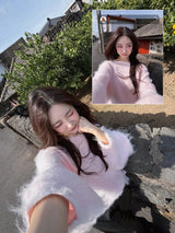 Angora wide shoulder loose fit knitwear