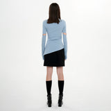 CUTOUT ZIPPER TOP(SKY BLUE)