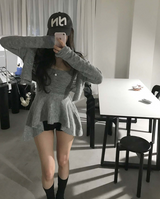 wave asymmetric flare knit cd + top set