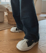 ベンティブウォッシュ加工ワイドデニムパンツ