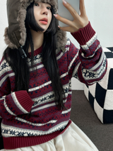 ノルディックスノーフラワーディアニット🦌❤💙🩶3COLOR