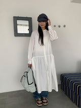 コーヤルコットンシャツロングワンピース