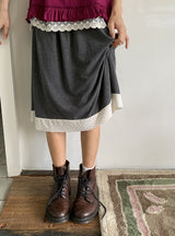 Bert Color Matching Banding Flower Midi Skirt