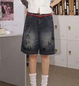 レトロディストレスウォッシュドストレートデニムパンツ