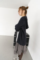 cable knitting hood zip-up(3colors)