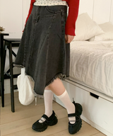 ナイローバランスデニムサージェリー ミディスカート