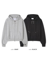 double-button hooded zip-up hoodie (2colors)