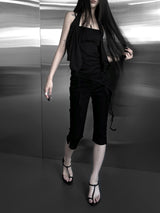 slim fit slit capri denim