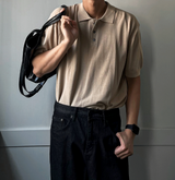 Three-Button Collar Short Sleeve Knit