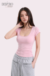 ミンキースクエアスリムカラーショートスリーブTシャツ