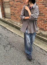 26FW★ [BAONHAUS] Kurenin Roll-up Check Shirt