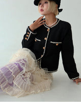 Color-Blocked Chain Tweed Jacket