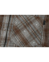 [PRE-FALL] Breed Crystal Oversized-Fit Tartan Checkered Shirt Brown Grey