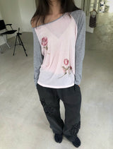  floral raglan T