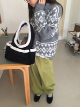 Suede Trimmed Baguette Bag (3 colors)