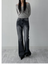 [unisex] 641 cat-washed bootcut denim pants