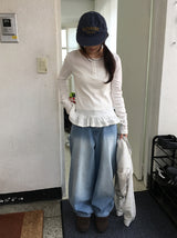 ダロヘンリーネックフリル長袖Tシャツ