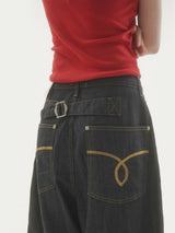 Low waist tab denim pants -1C
