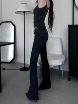 non-faded low-rise bootcut denim