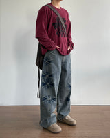 Pin Curved Denim Pants