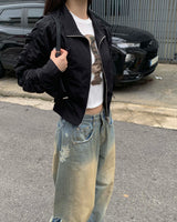 Side vintage denim pants
