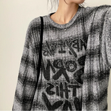 ENK ヒップストリート ダンガラ リブ ロングスリーブ Tシャツ
