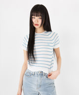 BOUCLE STRIPE RAGLAN HALF KNIT [3color]