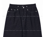 ピン ストライプ リベット ワイド デニム