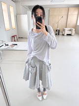  FRONT POCKET UNBAL SKIRT