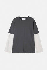 ワッフルダメージレイヤード長袖Tシャツ