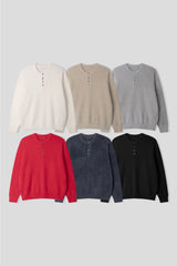 LMN ヘランゴラ4ボタンヘンリーネックニットウェア (6 colors)