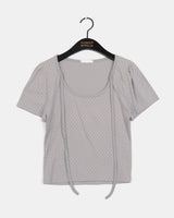Hael Dot Puff Sleeve Strap T-Shirt