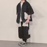 reverse terry pocket denim shortsleeve shirt_blue
