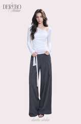Thai wrap strap long-sleeve T-shirt