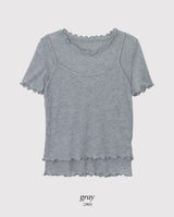 #Wave Point Short Sleeve T-shirt + Sleeveless Set (3color)