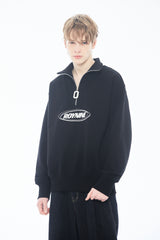 Black Logo Half Zip-Up Sweatshirt