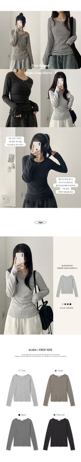 Brae UネックダンガララウンドロングスリーブTシャツ