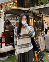 Hanin ストライプウールニットウェア