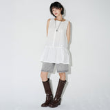 EYELET EMBROIDERY MINI ONE-PIECE  (White)