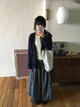 ヴァード スモックド バンディング フリル チェック ロングスカート