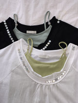 Vintage Button Off Shoulder Tee