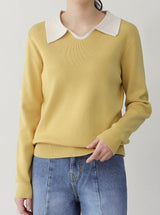 Classic Color Matching Collar Knit