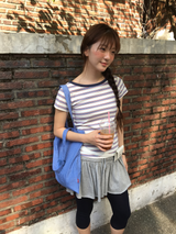 リストライプボートネックTシャツ (2color)