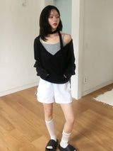 Two-line nylon washable shorts (8c)