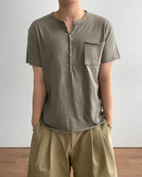 Pochi Slub Henley Neck Short Sleeve T