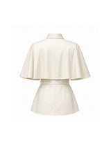 [PRE-FALL] [ATELIER] Elise Ribbon-Tie Belted Cape Jacket Ivory
