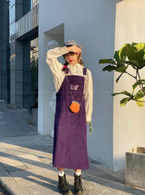 A-line long strap dress for a slimming effect, unique and chic.